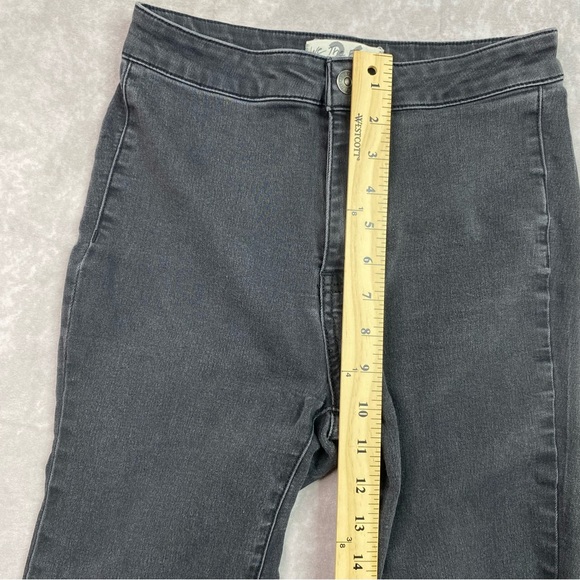 Free People Jeans 26 Black Youthquake Flare Bell Bottom High Crop Stretch Pant - Picture 14 of 16